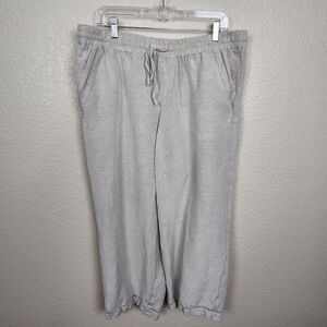 Lane Bryant Cream Linen Blend Cropped Pants Size 14/16 (2335)